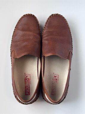 PIKOLINOS Men’s Perforated Slip-On Loafers Brandy Brown Leather EU 41 US 8